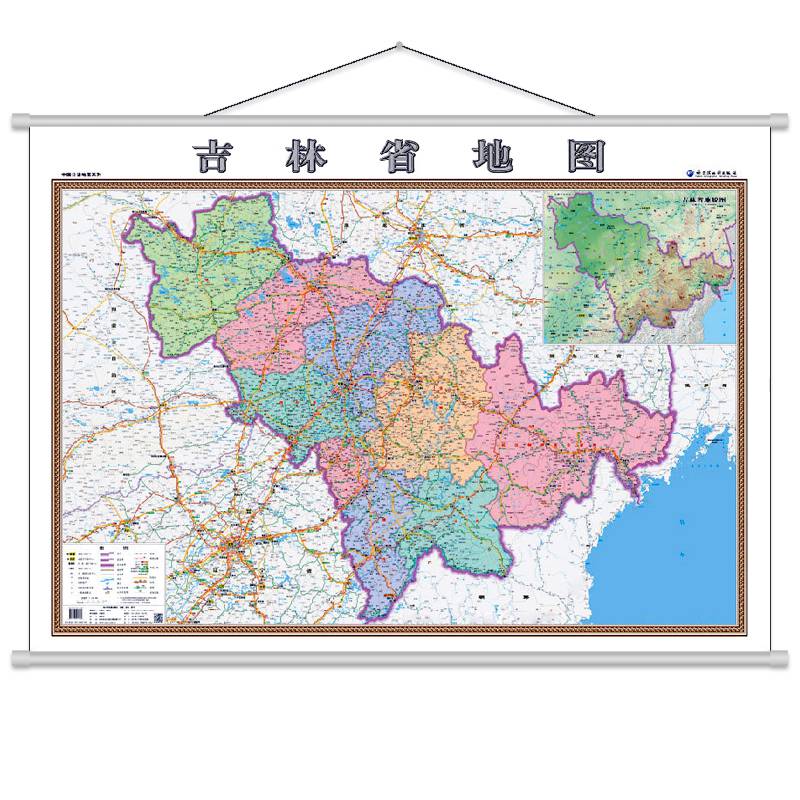 吉林省地图挂图超大1.4X1米全新高清防