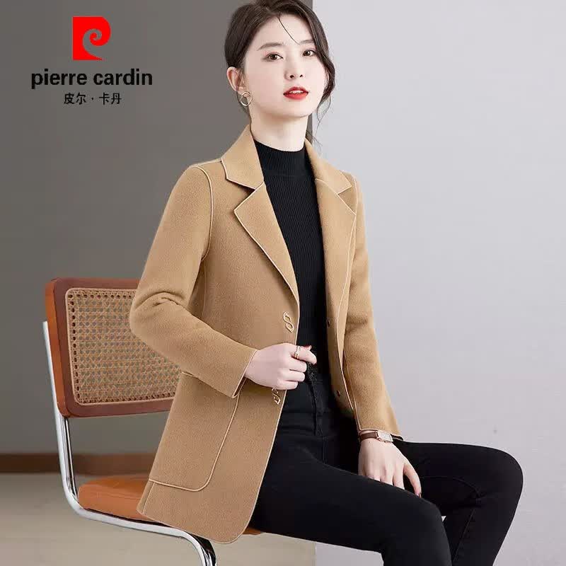 皮尔卡丹（pierre cardin）双面羊绒大衣女春秋新款中年妈m妈洋气毛呢西装外套时尚呢子上衣 卡其色 XL 95-105斤属于什么档次？