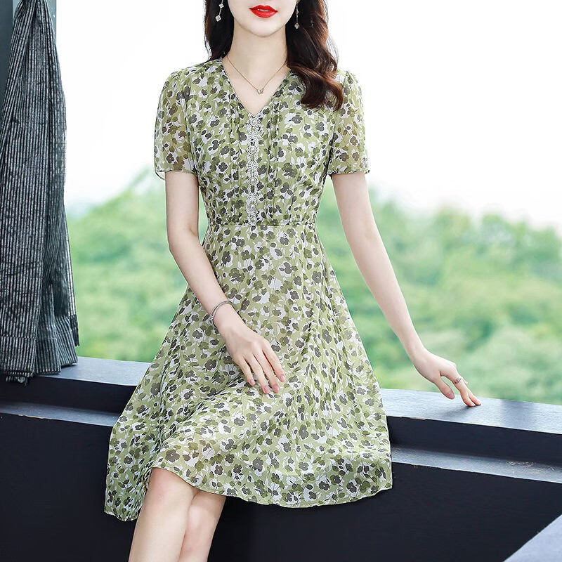 妙格森中年妈妈装连衣裙夏天显瘦40一50岁时尚女装妈妈小个子夏季洋气