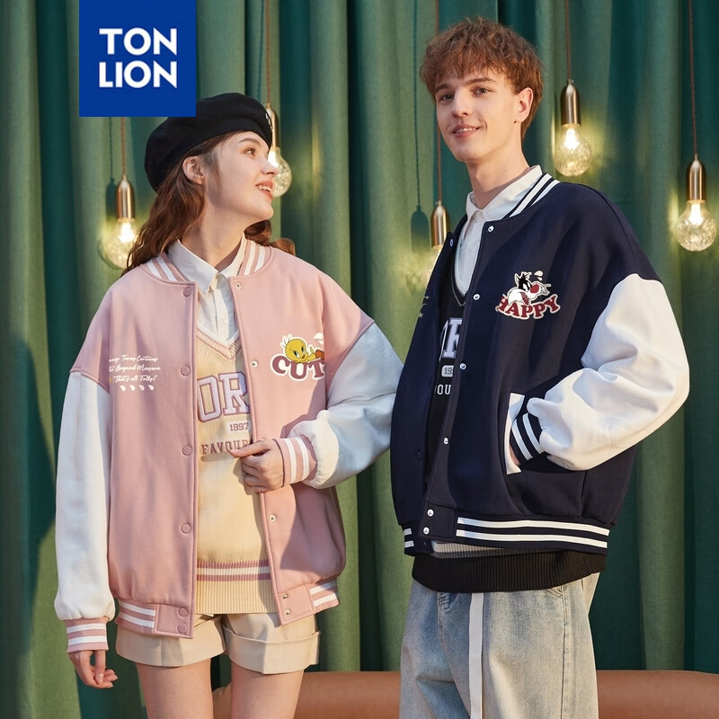 唐狮情侣外套秋季新款男女棒球服春秋情侣装潮 男款/藏青 L
