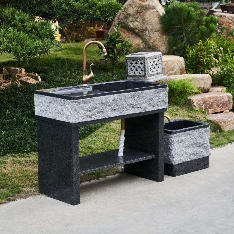 栗好嘉庭院室外洗手台一体盆大理石材水池户外石头洗衣池阳台洗手盆