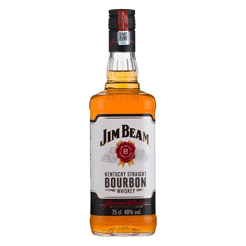 行货占边（Jim Beam）美国金宾波本威士忌洋酒 带二维码 白占边