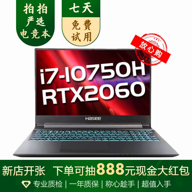 【二手95新】神舟/Hasee 战神Z7M/Z8 二手笔记本电脑游戏本i7十代 RTX2060 发烧版i5-9300H GTX1660Ti-6G 8G 512GSSD