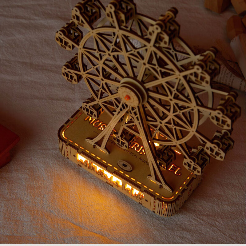 有格摩天轮八音盒DIY手工木制拼装3D立体拼插玩具送生日礼物女友七夕 其他音乐/详情页试听备注