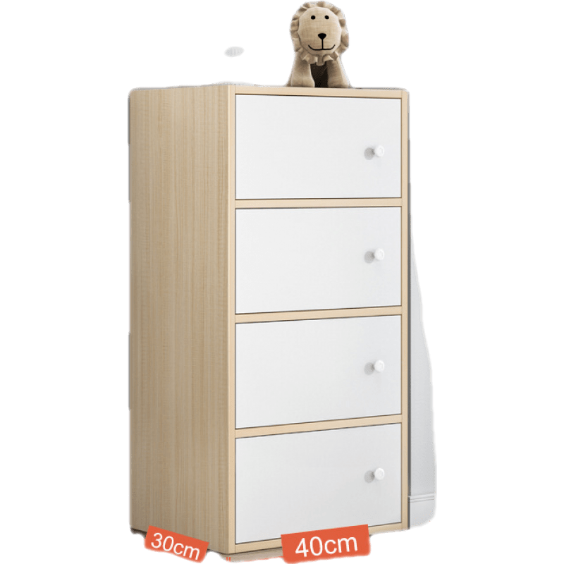 醉季 斗柜卧室储物柜客厅斗橱边柜加宽零食柜现代简约多层整理矮柜木质置物收纳柜子 【升级款】4层-拉丝橡木 加高护栏多元收纳