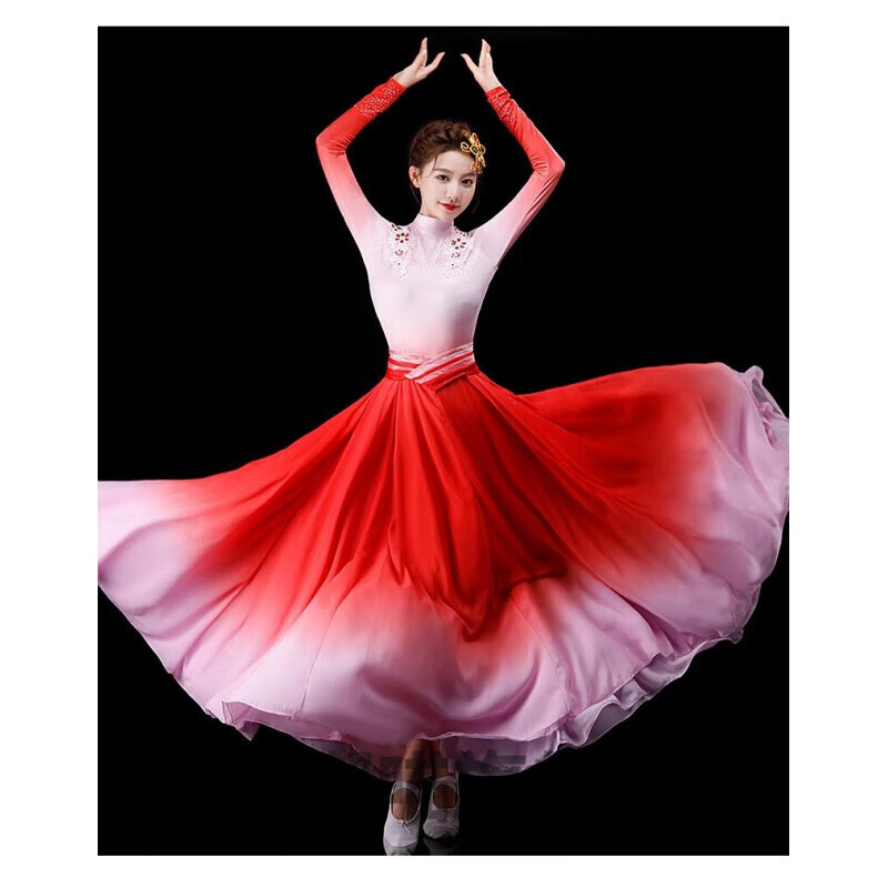 花淯灯火里的中国舞蹈服古典舞演出服女飘逸风盛开场舞大摆裙 图片款