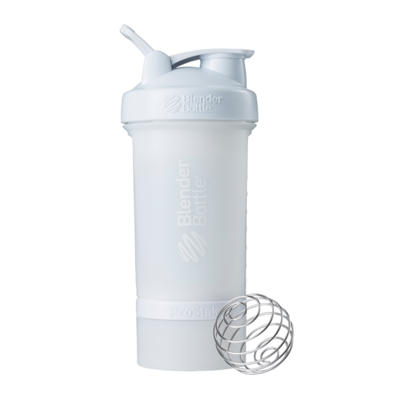 Blender Bottle 摇摇杯运动健身水杯带蛋白粉盒搅拌球ProStak 白色22oz（装满约643ml）