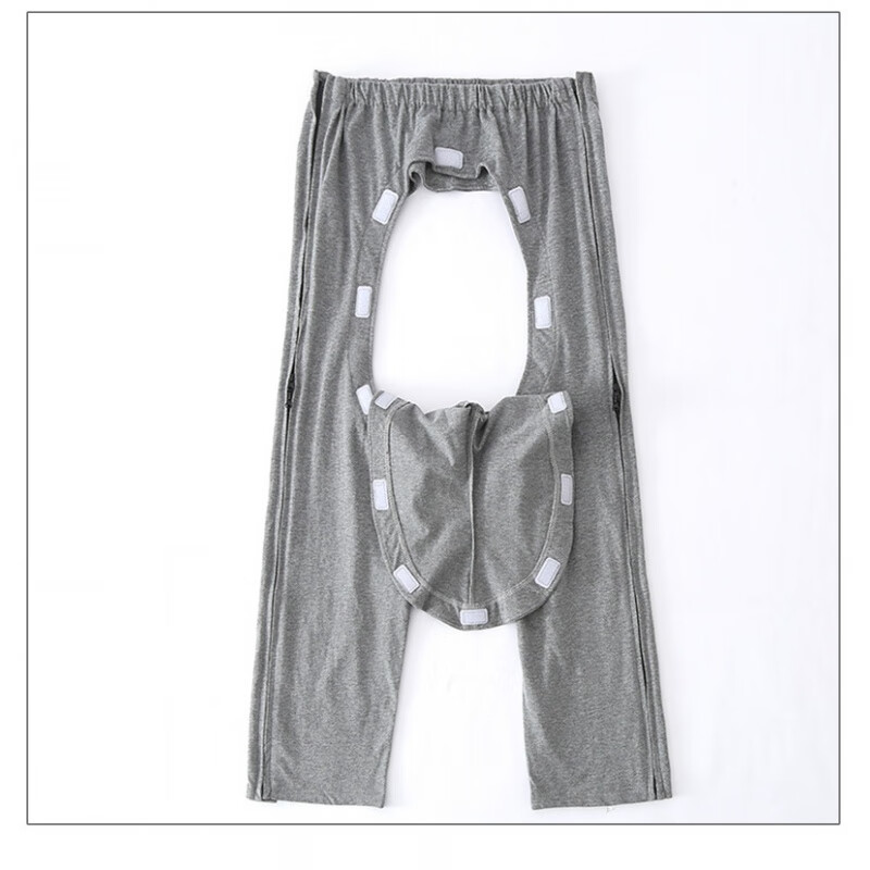 卧床开档护理睡裤 夏纯棉两侧拉链开裆裤卧床大小便失禁瘫痪住院护理