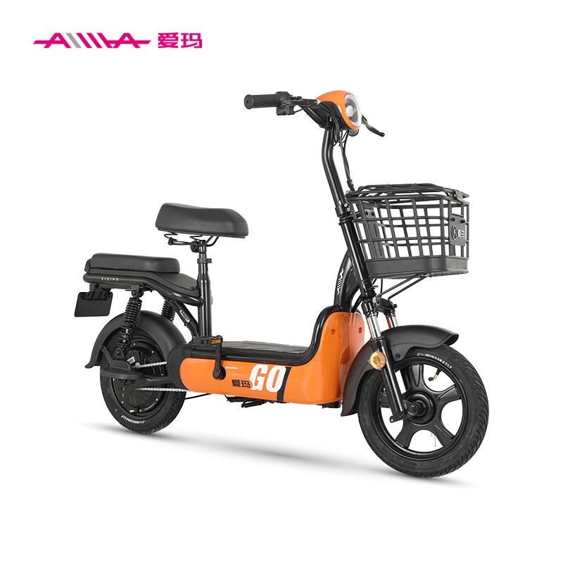 爱玛aima电动车电动自行车铅酸电池小蜜豆纯享版4812薄荷蓝/亚黑