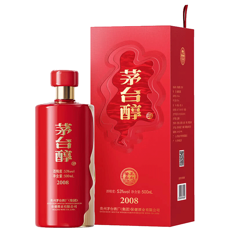 茅台(moutai)茅台醇2008 白酒 柔和酱香型 53度 500ml 1瓶 58.99元