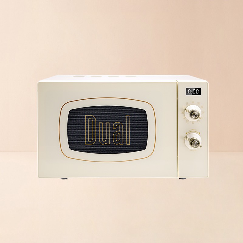 帝而（Dual）德国品牌DIK55 复古微波炉烤箱一体机 家用光波炉机械电子控制平板式小型20升 古典白