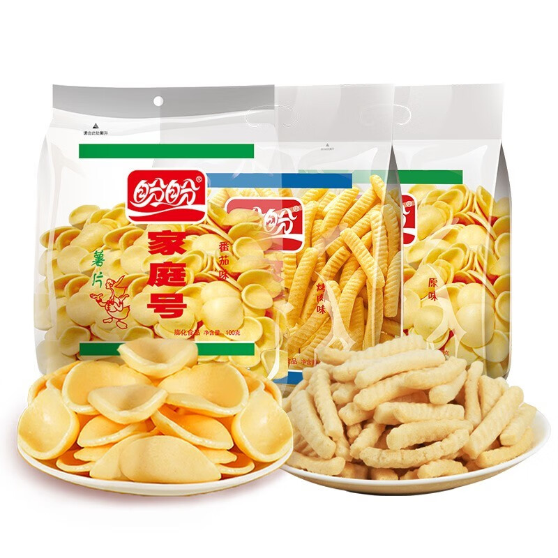 盼盼膨化食品家庭号薯片童年味道办公室休闲零食虾条 虾条烤肉味