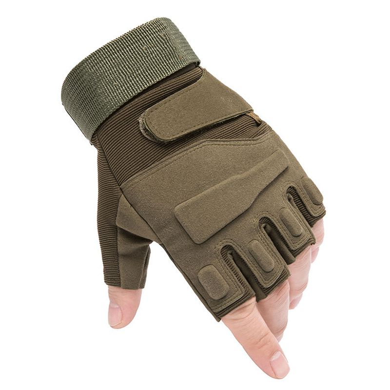 妙普乐战术手套男士登山运动半指秋冬季户外训练健身透气防滑 军绿 xl