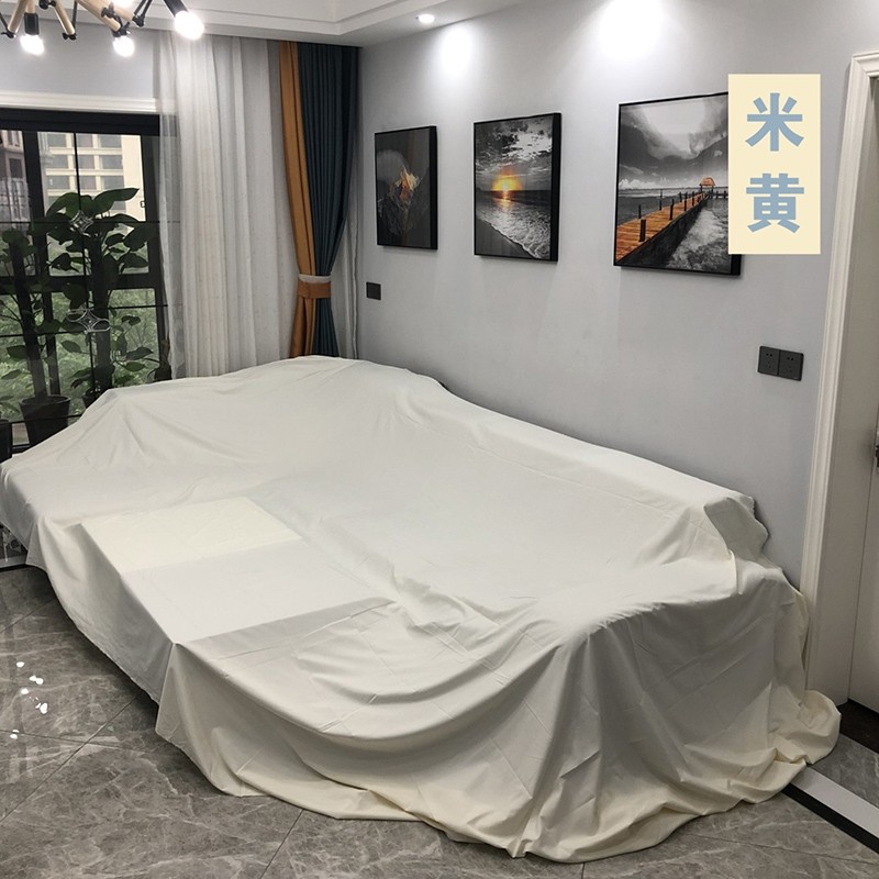 映季家具防尘布家用防尘罩遮尘布盖巾灰尘遮盖布艺装修防灰挡灰防尘罩 浅紫灰 3.5*6米,适用U型沙发