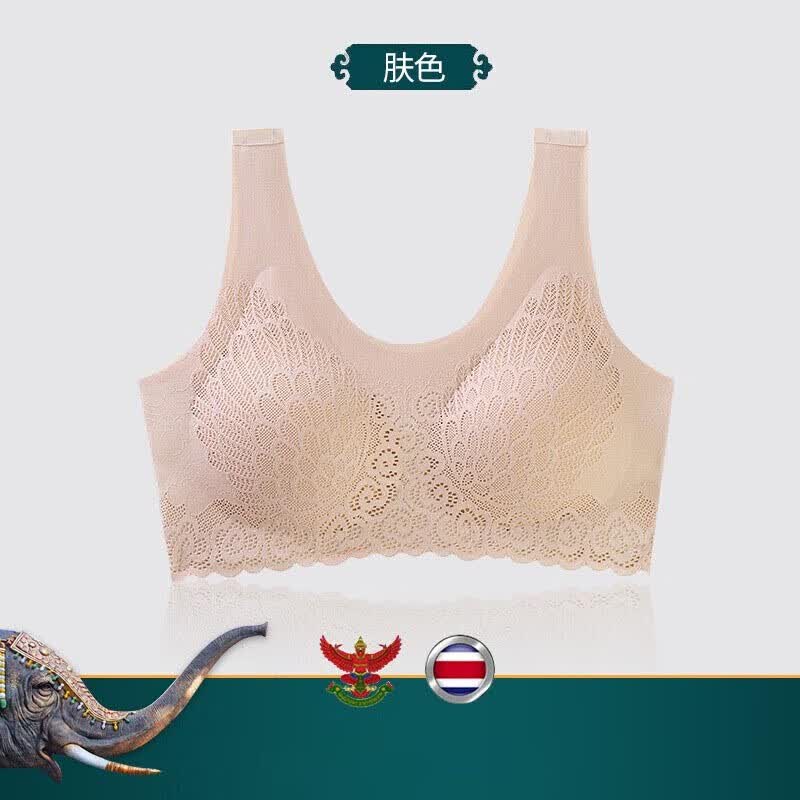 定格时光 泰国乳胶运动内衣女无钢圈聚拢无痕背心式胸罩蕾丝美背文胸 肤色(单件装) XL码(建议120-140斤)怎么看?
