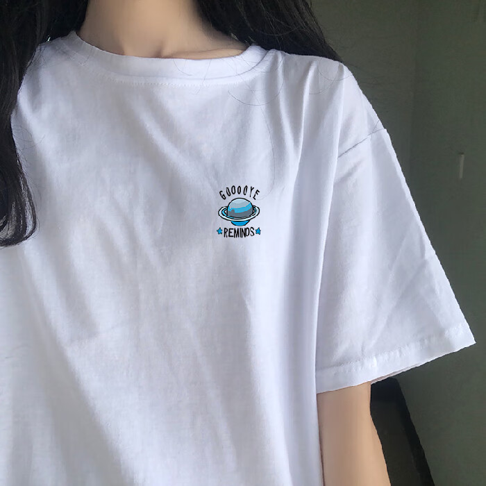 大鱼界线（dayujiexian）2021新款夏季短袖T恤大码女装百搭学生上衣简约INS港风宽松 白色 M（适合80-100斤）