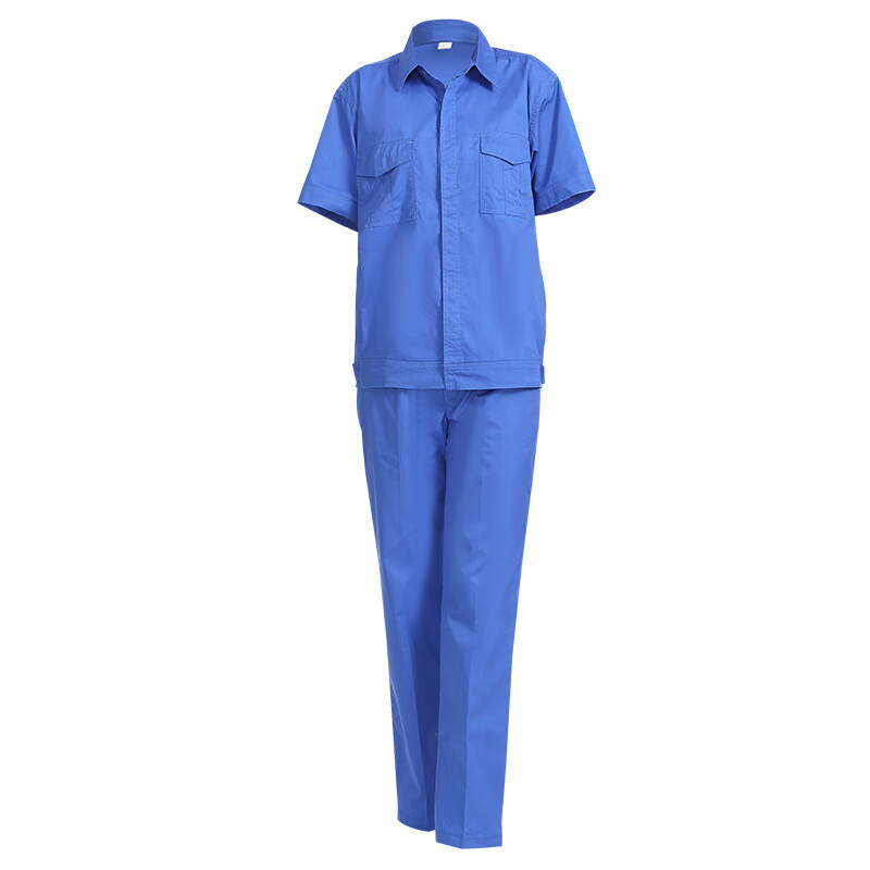 食品厂专用工作服蓝色短袖套装车间舒适男女工装仓储运输好洗可定制