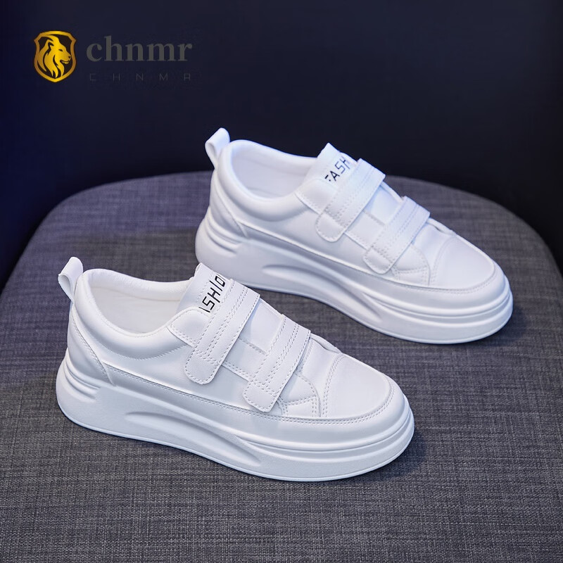 chnmr2021魔术贴小白鞋女孕妇一脚蹬平底防滑春季单鞋外穿白色板鞋女