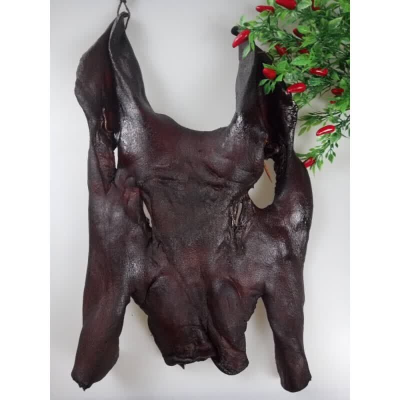 虎钢馋湖南特产带耳腊猪头烟熏带耳朵猪头肉烟熏腊味腊猪脸