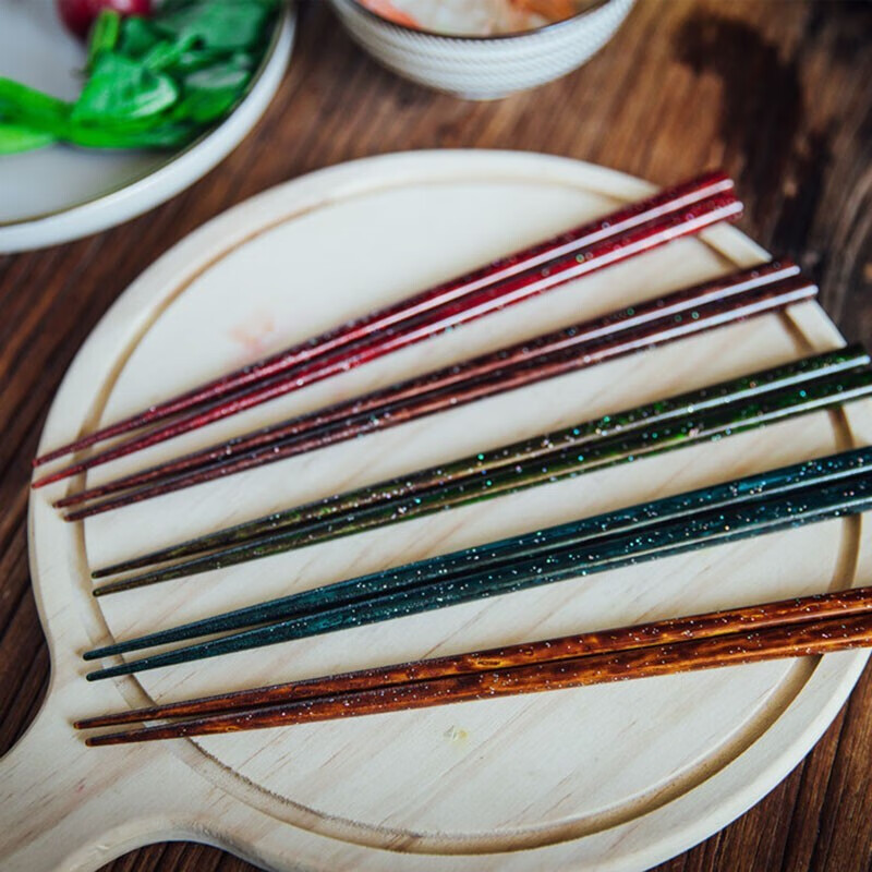 河合（kawai）日本原装进口家用木筷子 日式尖头寿司料理餐具 防滑耐高温 可适用洗碗机 5双装 法国乡村5P(可洗碗机)