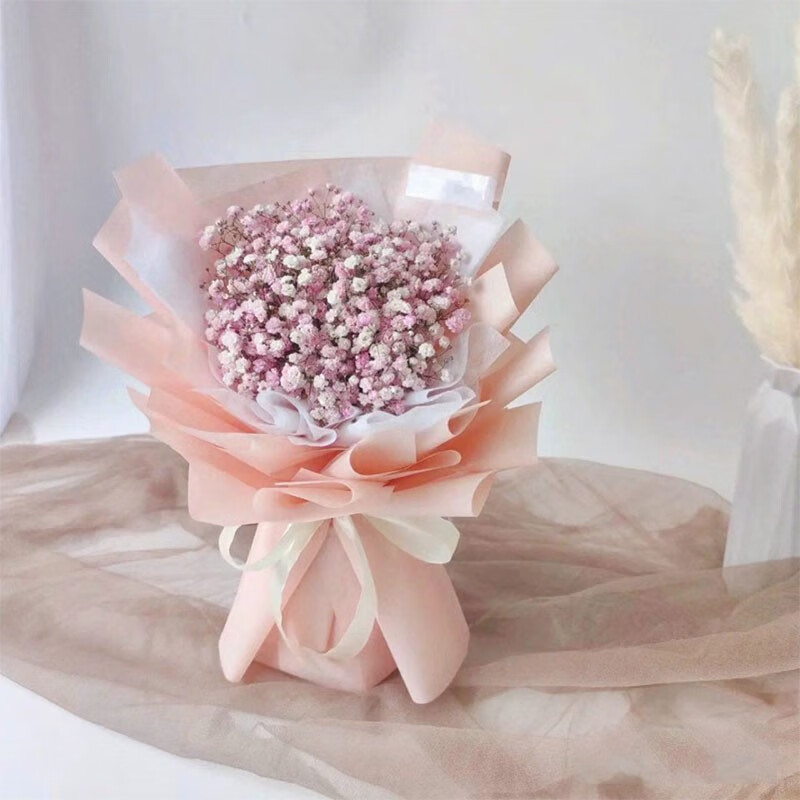 花景澜七夕礼物创意女生礼物永生花满天星迷你小花束 送闺蜜送自己 粉
