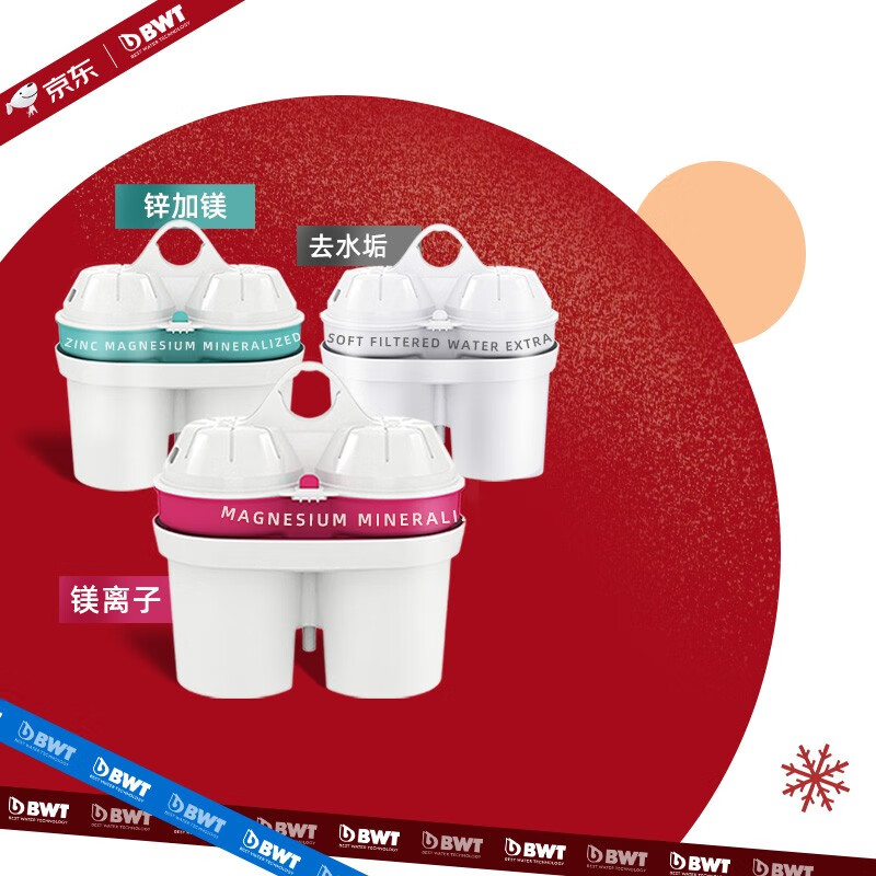 倍世（BWT） 滤芯欧洲净水壶过滤水壶净水器通用碧然德进口镁离子锌加镁离子去水垢共12只加壶 三款组合（12只） 滤芯