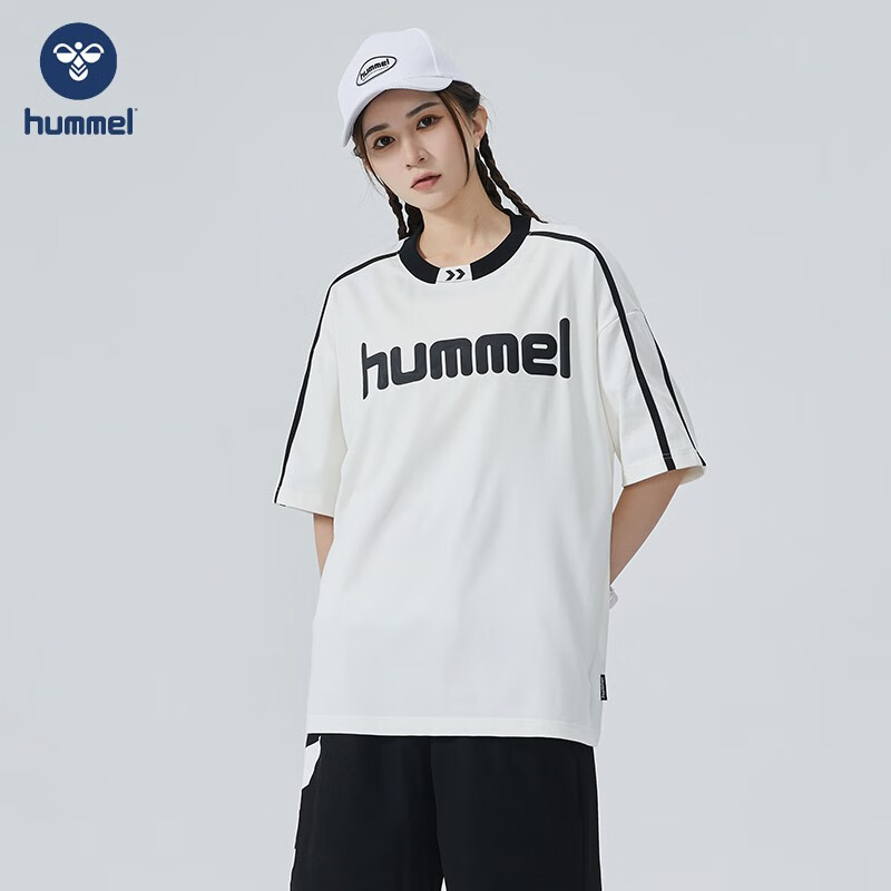 Hummel短袖t恤男潮牌衣服2023夏季新款体恤半袖情侣装打底衫男女同款白色 3XL