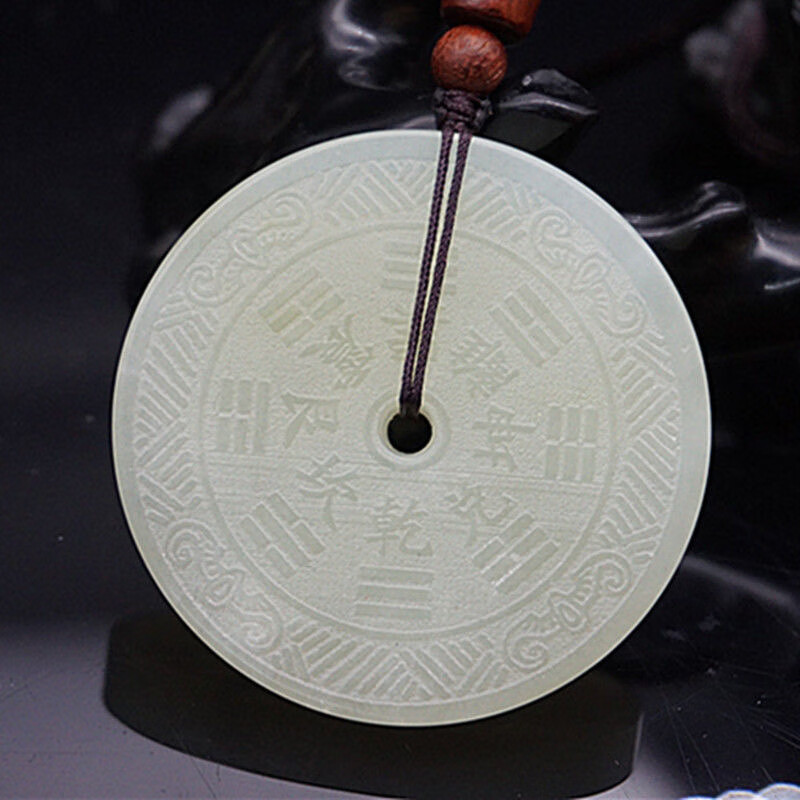 歌盼 岫玉山鬼花吊坠 双面雕刻饰品挂件 男女款玉佩玉坠颈饰毛衣坠