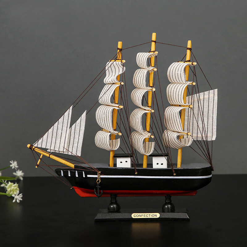 蔓森鑫实木帆船模型摆件创意装饰品摆设工艺帆船小木船摆件同学毕业