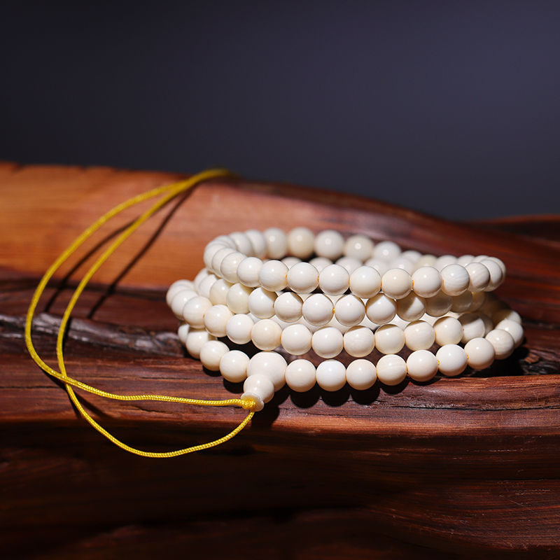 时乾 猛犸象牙108颗珠子佛珠手串念珠 天然原料牙文玩男女士手链项链