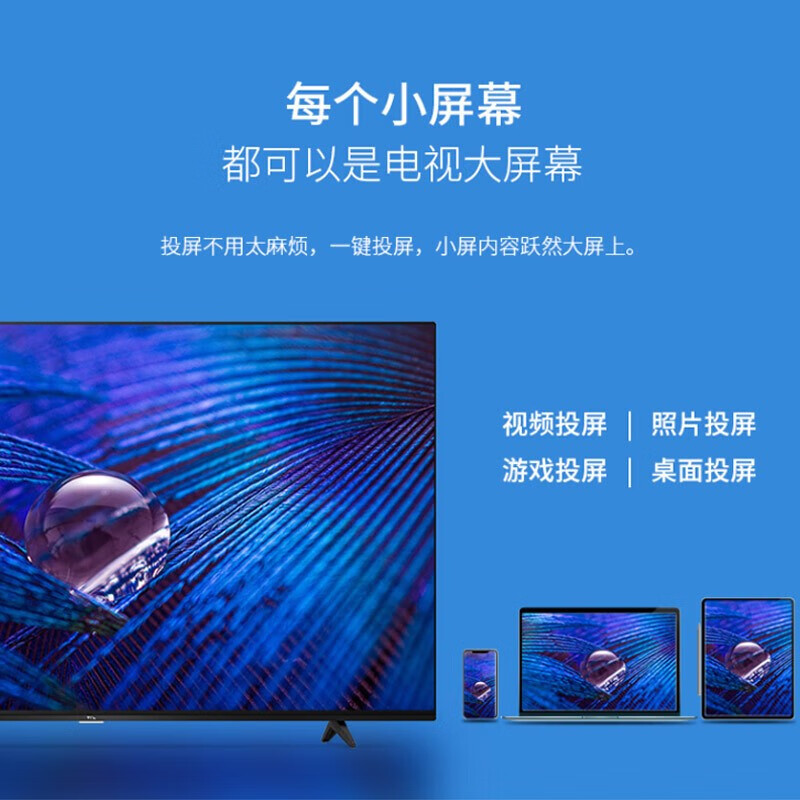 TCL 65V2-Pro 65英寸液晶平板电视 16G大内存 4K超高清HDR 全面屏智慧语音电视机