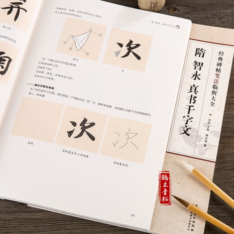 隋智永真书真草楷书千字文书法临摹毛笔字帖集字古诗集唐诗墨迹版放大版教程笔法解析与临摹碑帖笔法临析作品 法临析作品