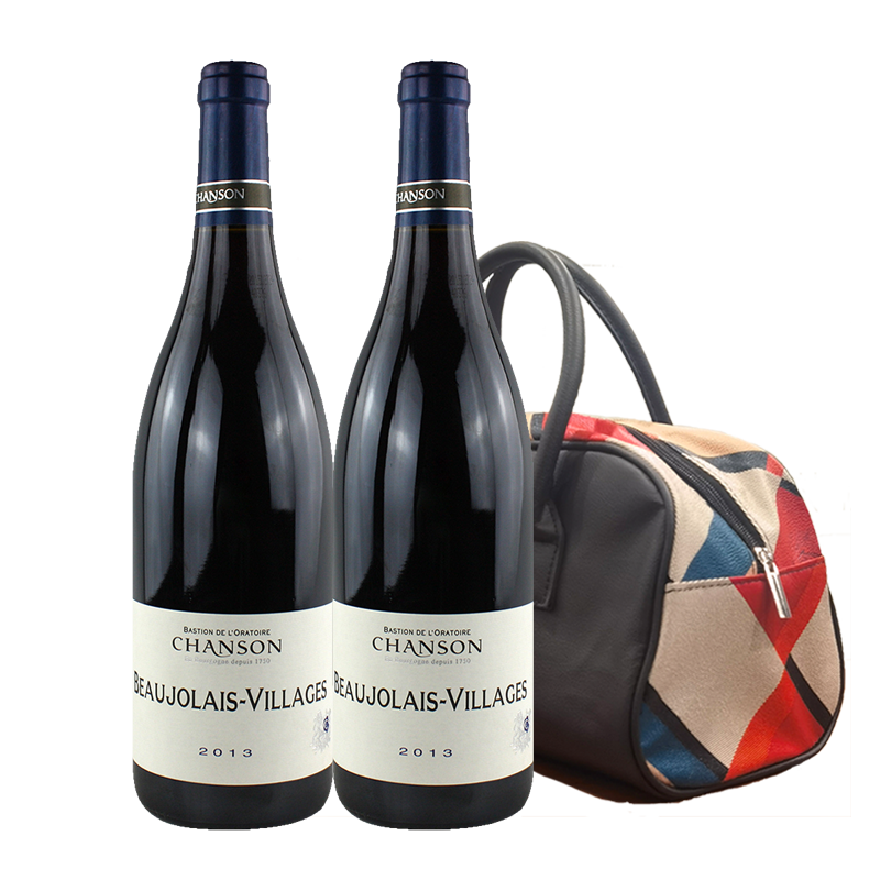 香颂家族（Domaine Chanson）法国原瓶进口勃艮第(Burgundy)产区葡萄酒干红750ml 博若莱红时尚双支礼盒750ml*2瓶