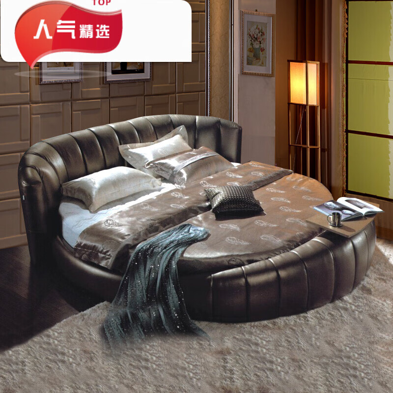 圆床卧室家具圆床双人床婚床现代简约真皮大小户型主卧酒店情侣助力网