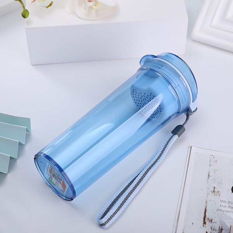 特百惠(tupperware)晶彩茶韵随心杯运动防漏塑料茶杯水杯 冰水蓝 400