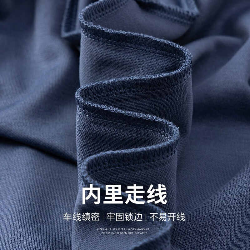 雅鹿【桑蚕丝】长袖T恤男士中年商务polo体恤衫2026春季爸爸装上衣服 宝蓝 L (175)