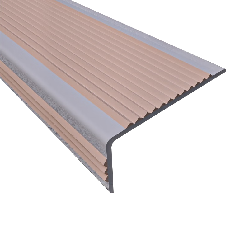 佐佑眾工L型樓梯防滑條臺階防滑墊自粘防滑貼包邊護角防撞壓邊條PVC防打滑 咖色灰底 5*2.5cm【1米】加厚款