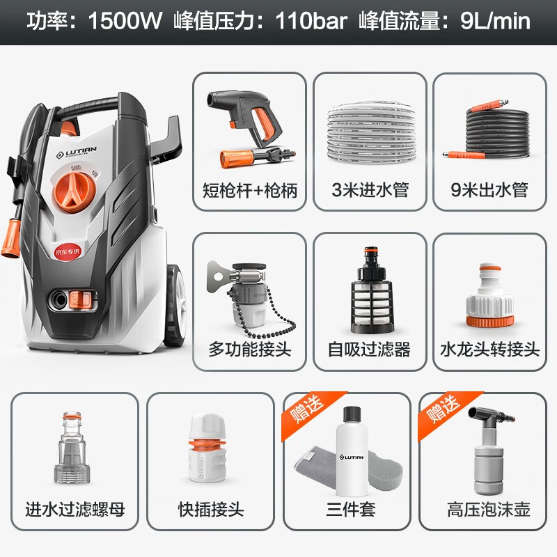绿田 LUTIAN 高压清洗机 家用洗车机 洗车水泵220V小型家用摩托车汽车用品 波塞冬P4