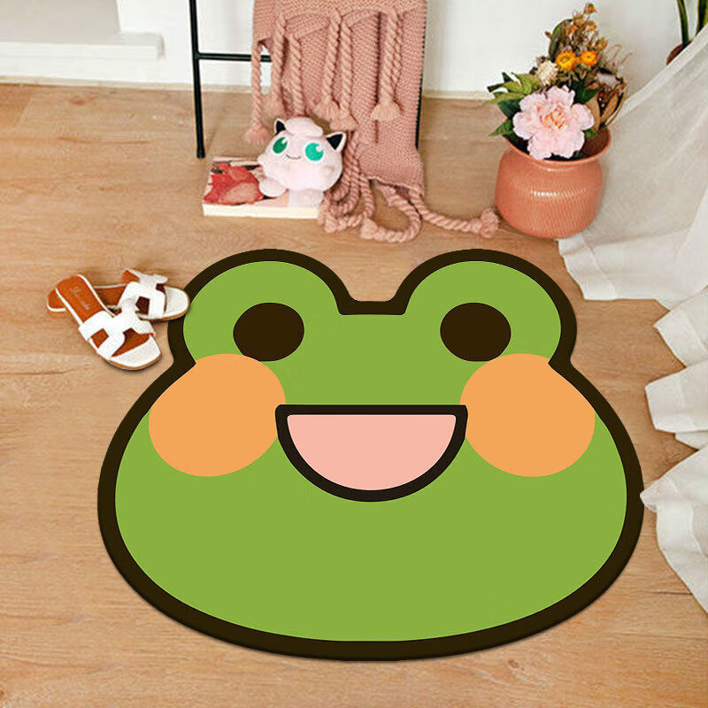 凯西熙【GH+FG】卡通可爱浴室卫生间吸水地垫门口卧室地毯家用进门垫防滑入户脚垫 青蛙 60*60(厘米)
