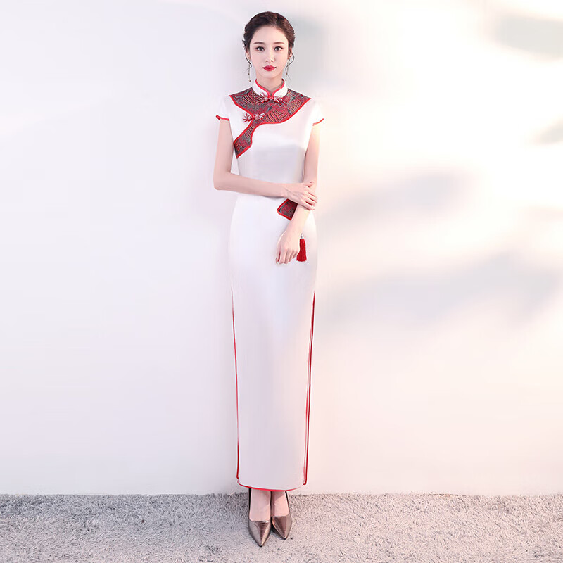 布力潘礼仪小姐礼服迎宾旗袍队服装女演出服走秀款长款中国风改良