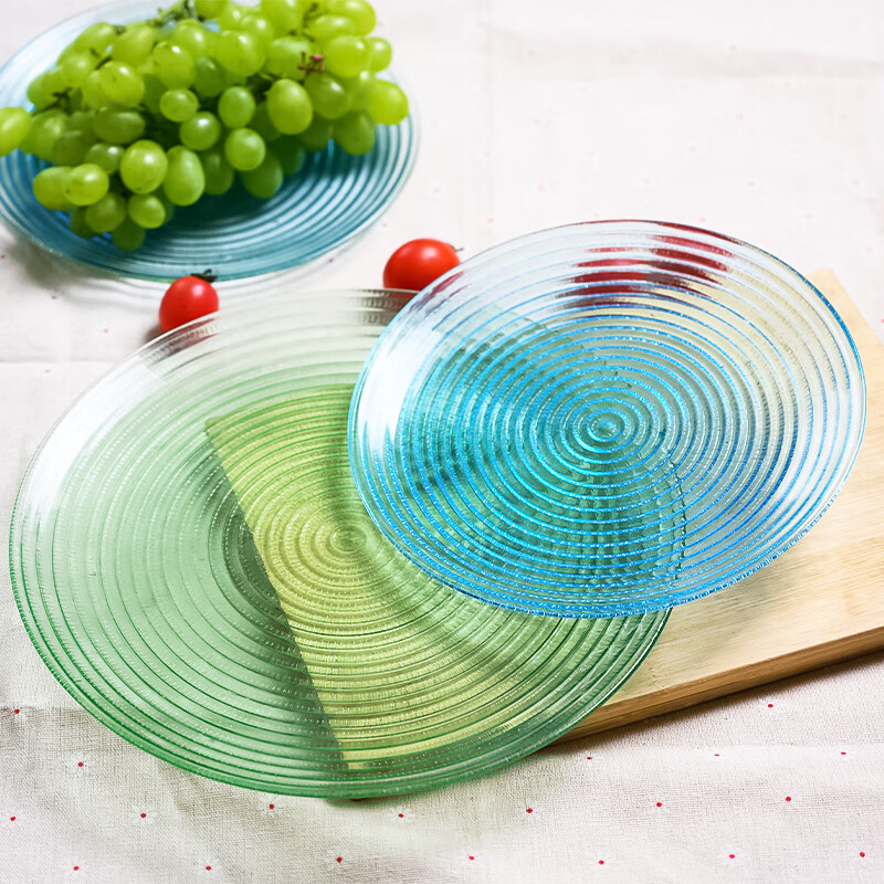 盘简约现代干果点心盘家用零食盘大号彩色糖果盘沙拉盘 浅蓝色(2只装)