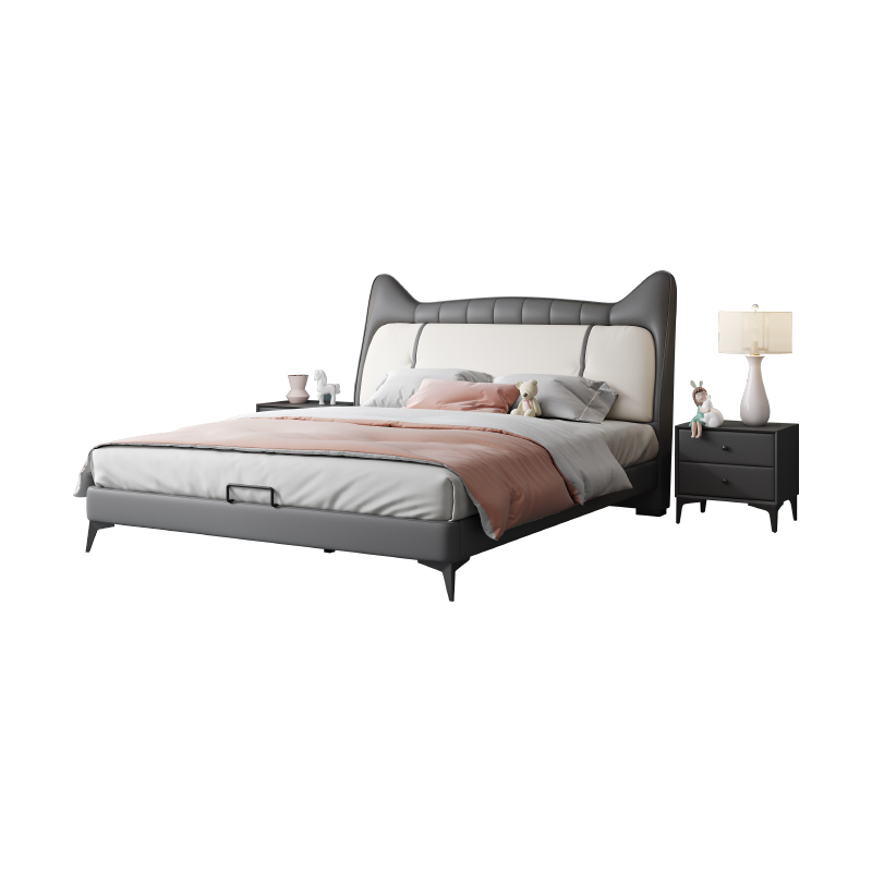 艾森雅 意式简约儿童床男孩女孩公主床实木框架猫咪卡通科技皮床 单床 1200mm*2000mm(框架款)