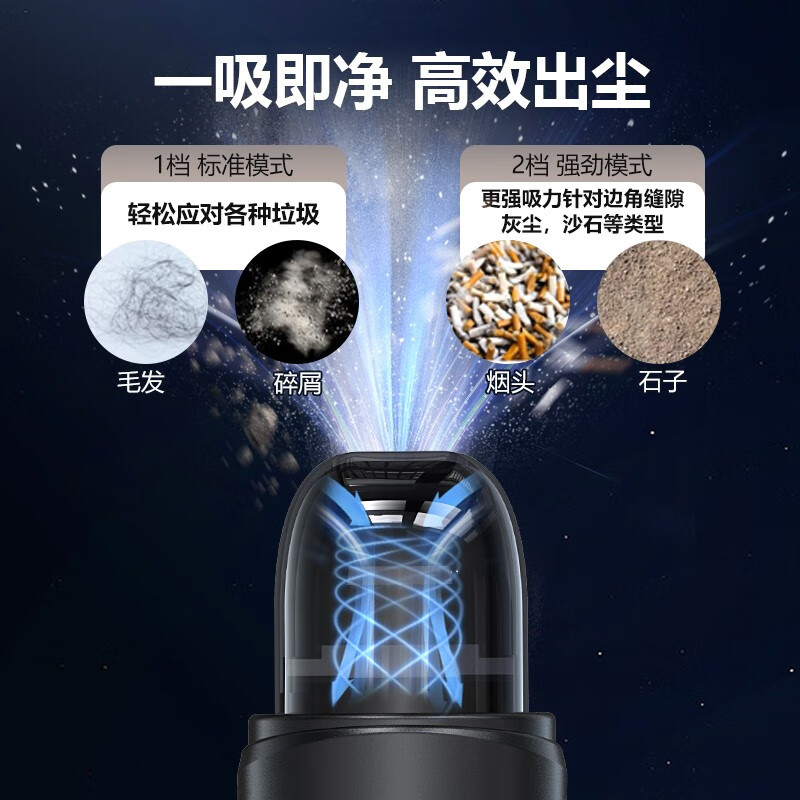 志高(CHIGO)无线车载吸尘器家用手持大吸力车用小型汽车桌面便携新能源随手吸 150W+吸抽充吹+滤芯*3+收纳袋