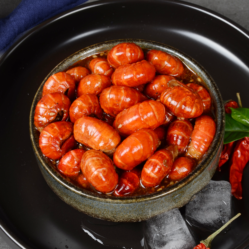 虎钢馋【5罐装】麻辣小龙虾尾罐头即食捞汁小海鲜熟食虾球罐装零食