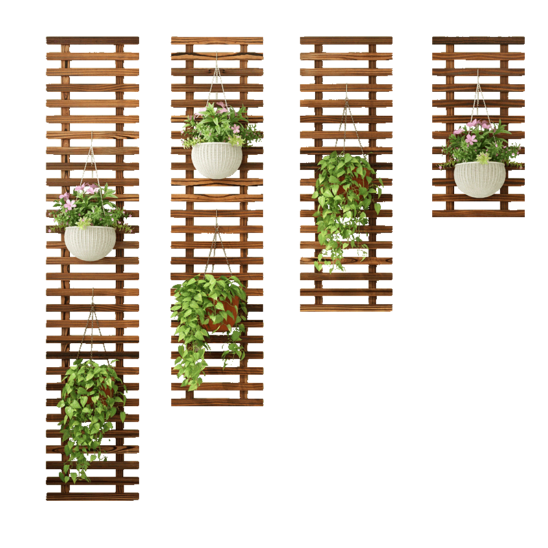 森特玛防腐花架子实木室内悬挂式墙壁上阳台装饰布置客厅盆栽简约 碳色 单个条形120x30款