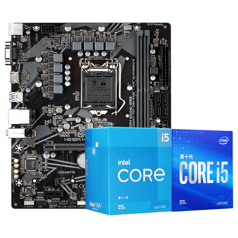 英特尔(intel) i510400f 10600kf 10400f i511400f主板cpu套装 技嘉