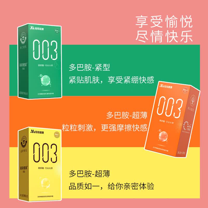 陌陌避孕套玻尿酸超薄颗粒免洗003男用滋养润滑安全套套保险套 【45只】超薄润滑三盒装45只