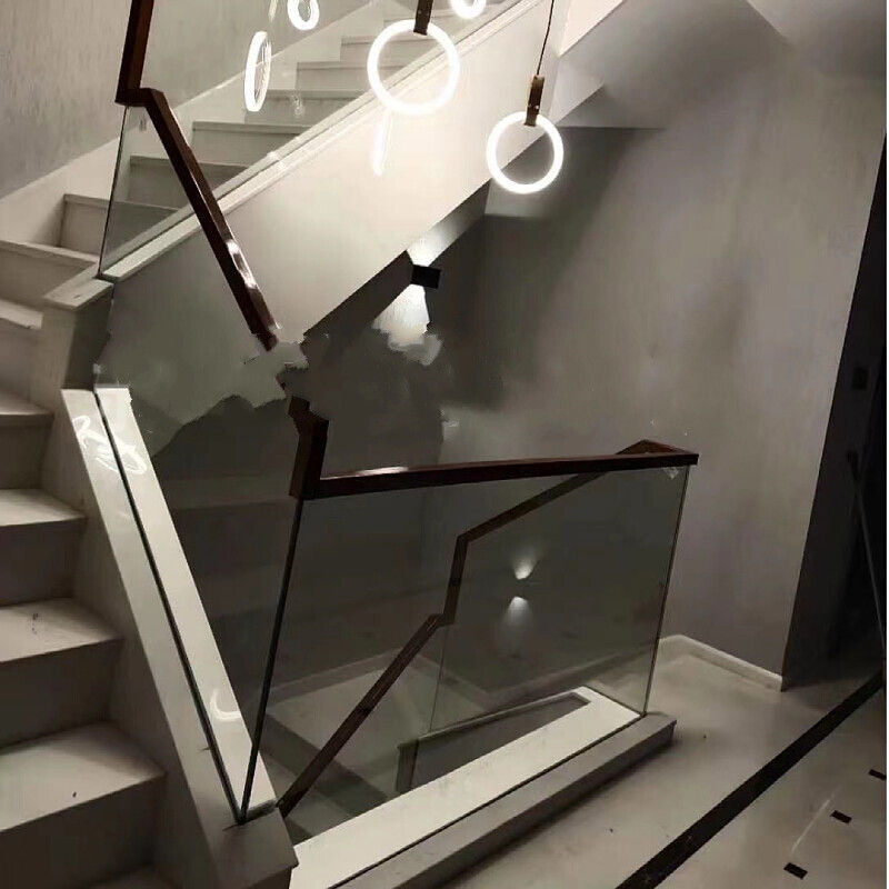 无框玻璃栏杆楼梯扶手卡槽明装铝槽u型预埋钢槽地槽阳台玻璃护栏定制