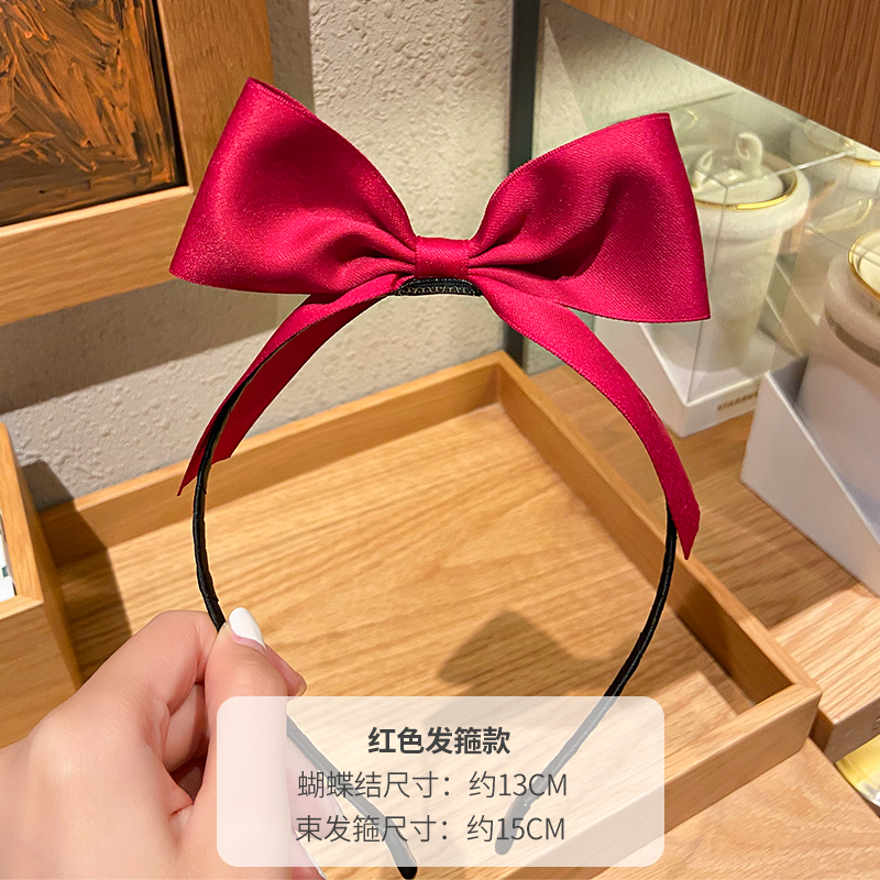 陈小纭同款头箍红色蝴蝶结发箍女百搭外出韩国发夹发卡子网红头饰