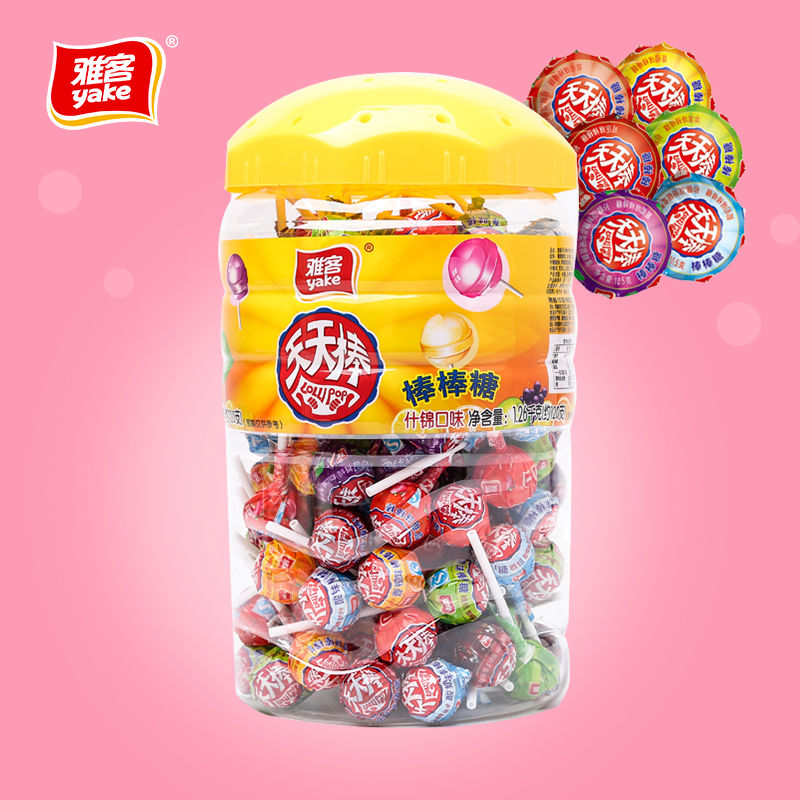 雅客天天棒棒糖散装网红少女心水果味糖果休闲儿童零食桶批发 特惠装